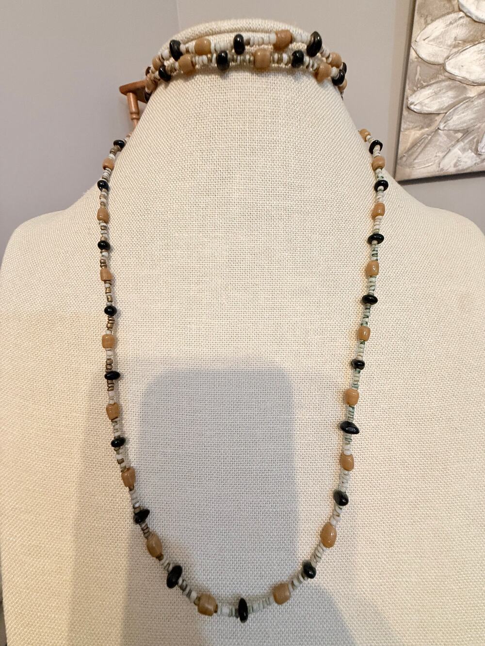 Vintage 50” Genuine Stone Beaded Endless Necklace
